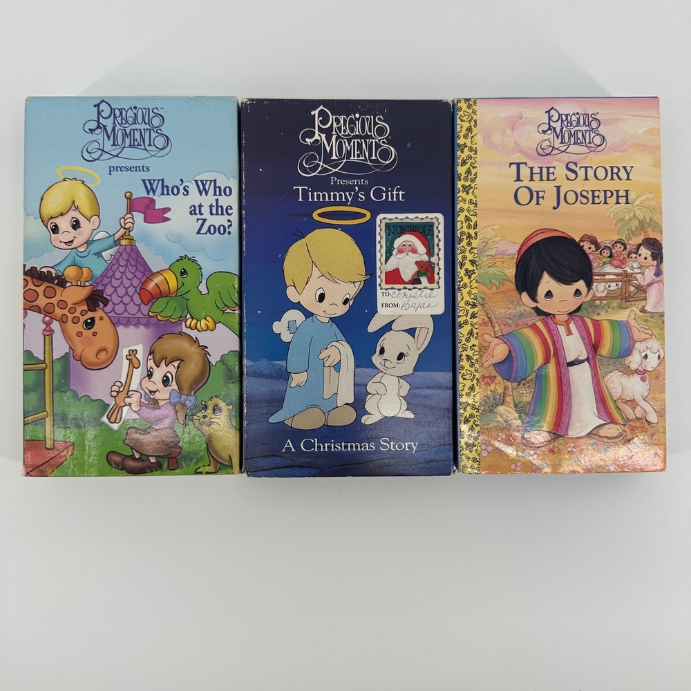 Precious Moments VHS Lot of 3 Timmy's Gift‎ Who's Who at the Zoo Story of Joseph